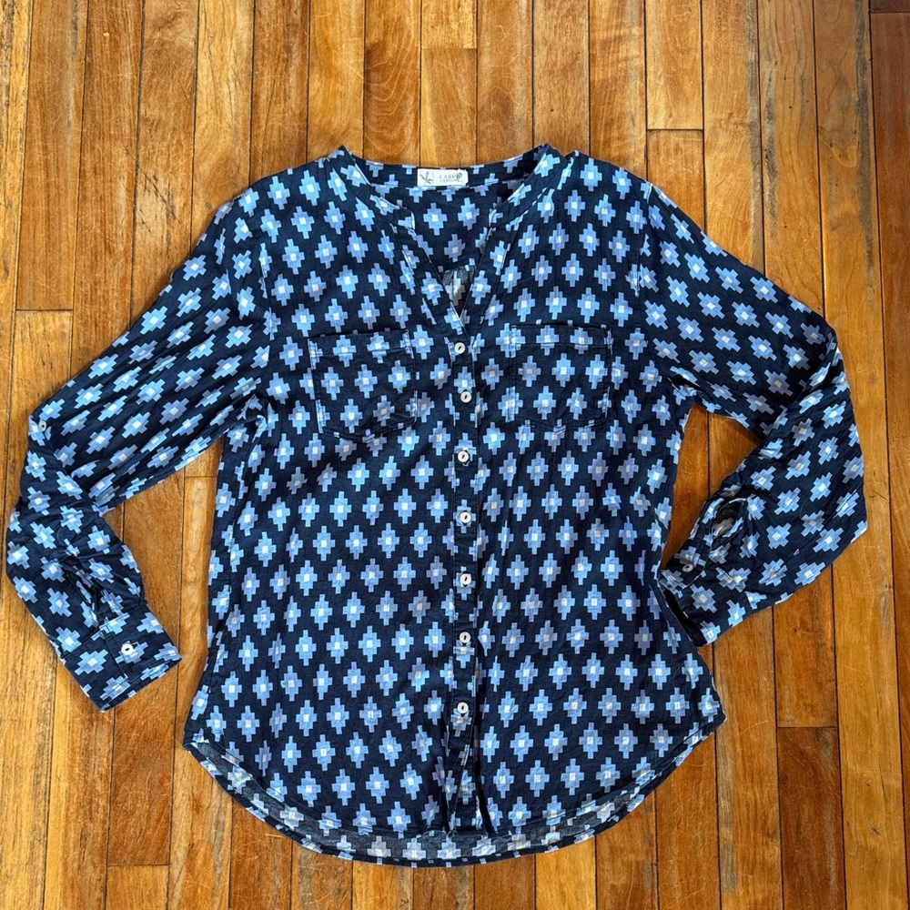 Carve Designs Navy and Light Blue Button Down Shirt